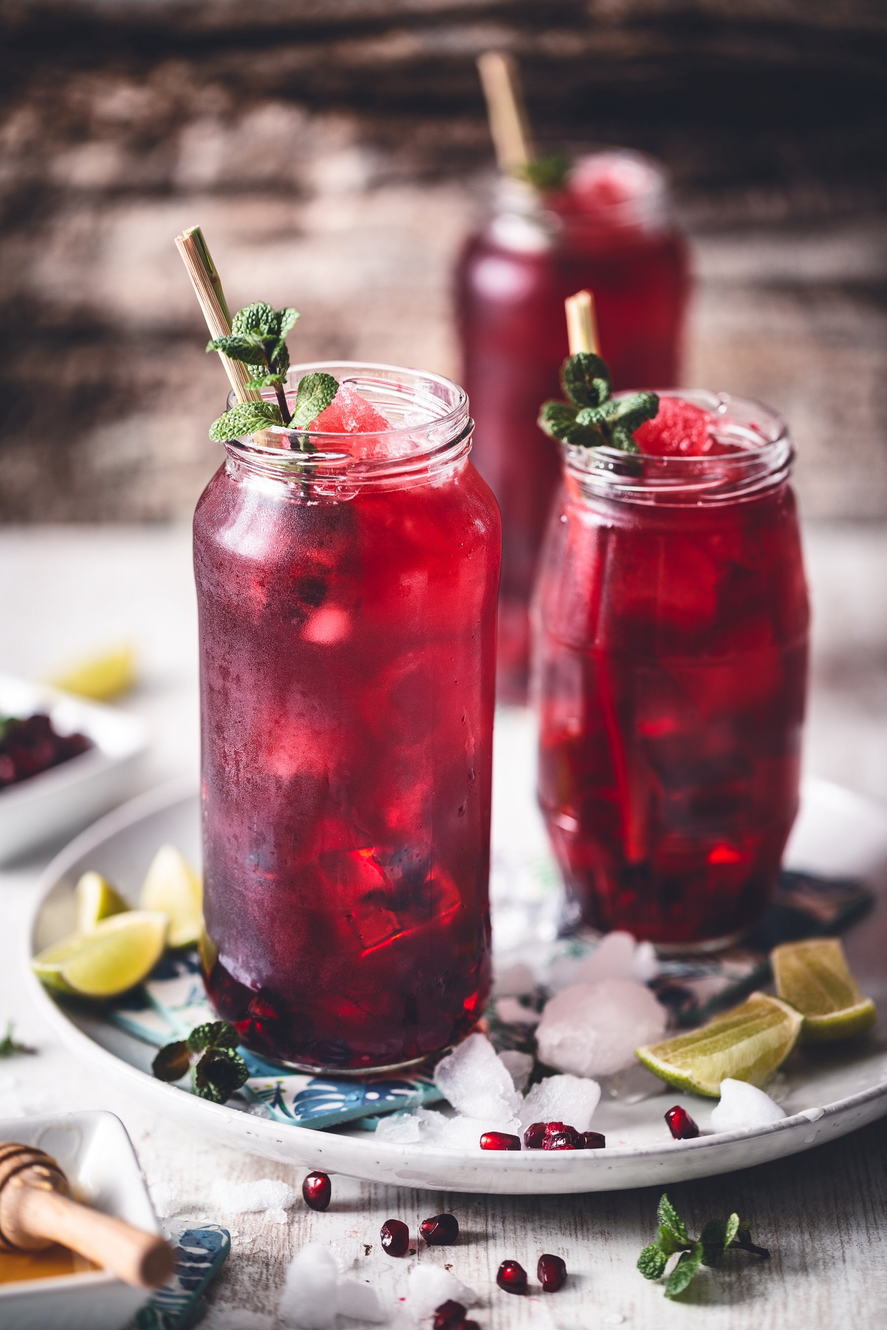 Hibiscus Honey Iced Tea made with Heritage Bee Co honey. Refreshing and natural.