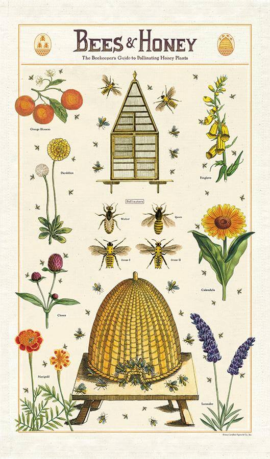 Tea Towel -  Vintage Bees & Honey - Heritage Bee Co.