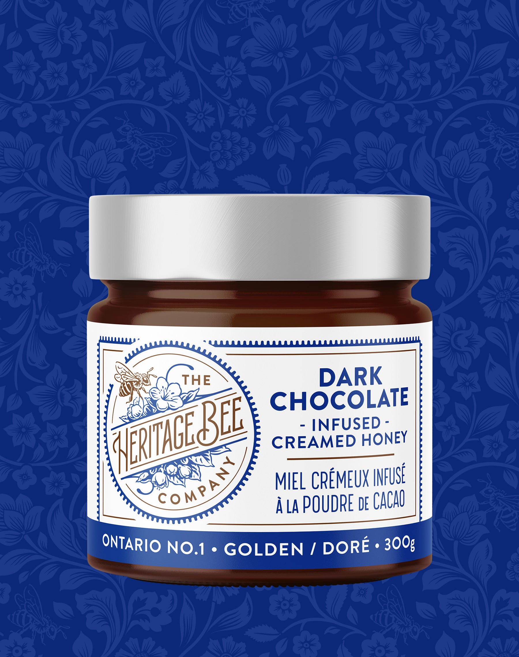 Heritage Bee Co local creamed wildflower honey infused with premium extra brut Callebaut cacao chocolate from Belgium. Gourmet premium honey handcrafted in Ontario.